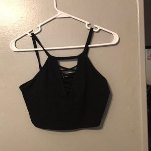 black halter crop top
